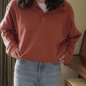 Brandy Melville Orange Collared Sweater